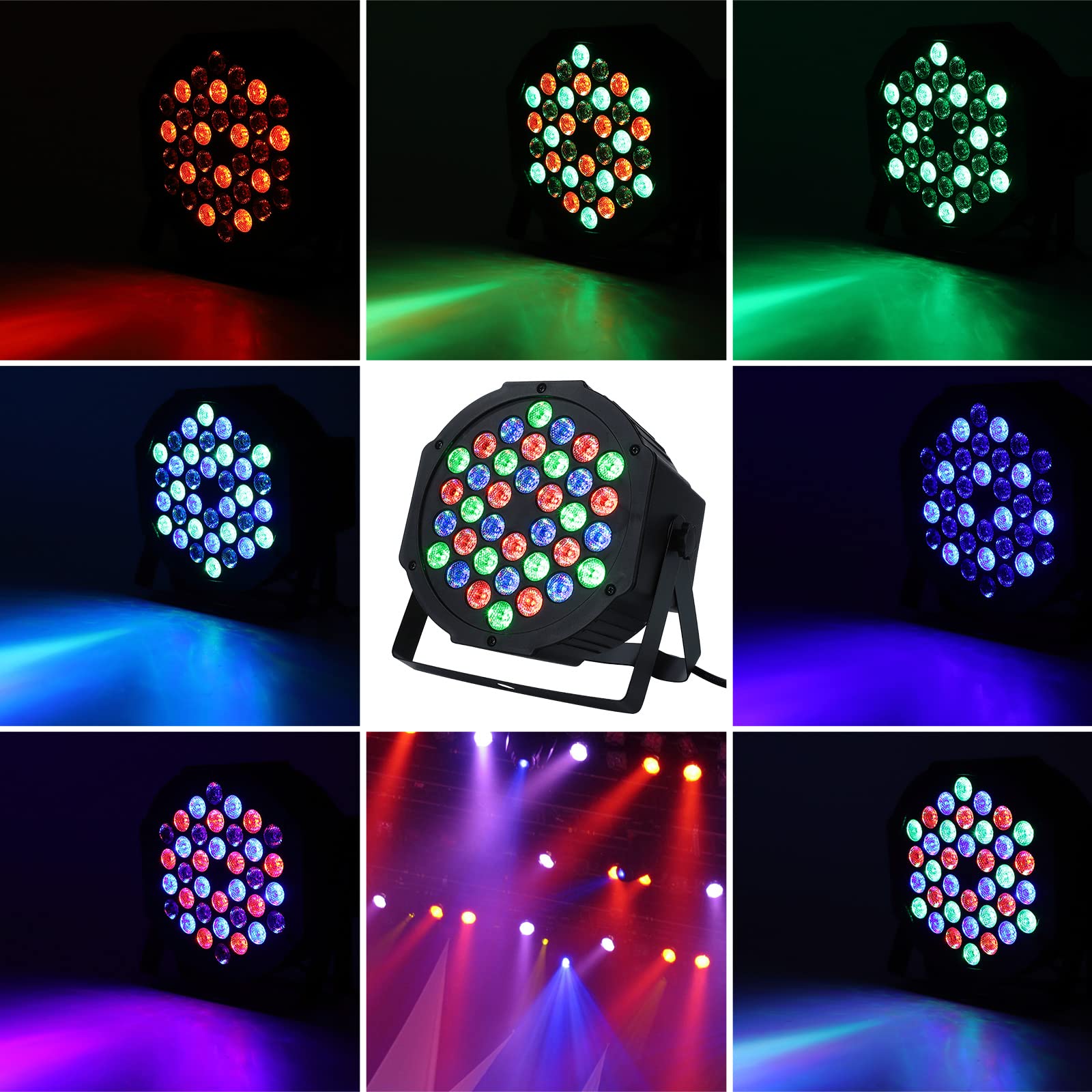LUNSY Dj Lights, 6 Pack 36 LED Par Lights Stage Lights with Sound Activated Remote Control & DMX Control, Stage Lighting Uplight